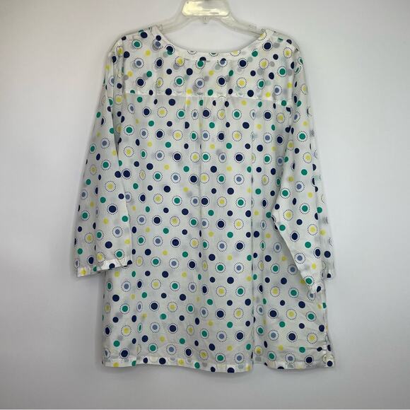 Talbots Woman white blouse with blue green yellow circle decor Size 3X - Picture 5 of 10